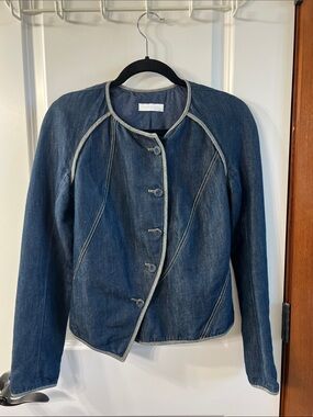 Vintage Nina Ricci Dark Blue Denim Jacket with Contrast Trim